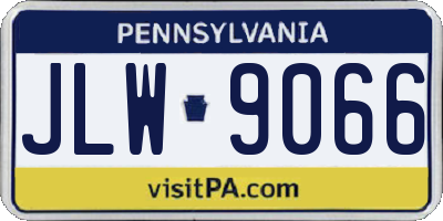 PA license plate JLW9066