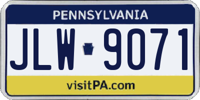 PA license plate JLW9071