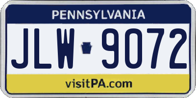 PA license plate JLW9072