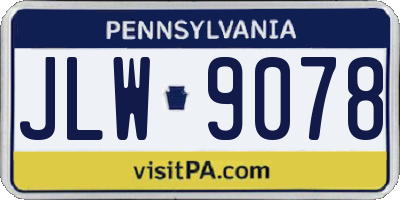 PA license plate JLW9078