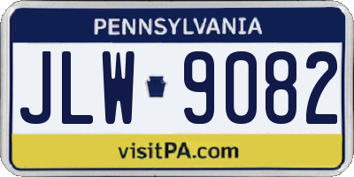 PA license plate JLW9082
