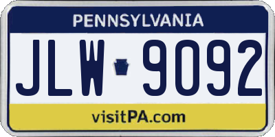 PA license plate JLW9092