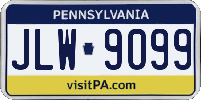 PA license plate JLW9099