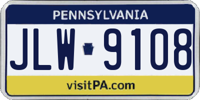 PA license plate JLW9108