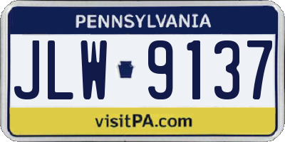 PA license plate JLW9137