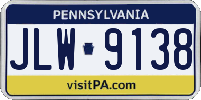 PA license plate JLW9138