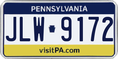PA license plate JLW9172