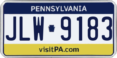 PA license plate JLW9183