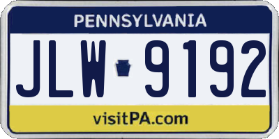 PA license plate JLW9192