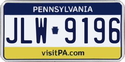 PA license plate JLW9196