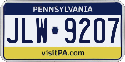 PA license plate JLW9207