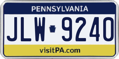 PA license plate JLW9240
