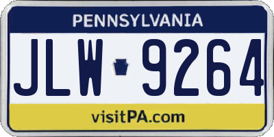 PA license plate JLW9264