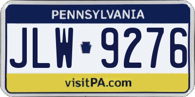 PA license plate JLW9276