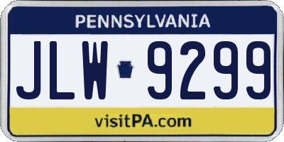 PA license plate JLW9299