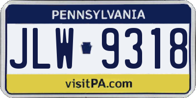 PA license plate JLW9318
