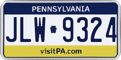 PA license plate JLW9324