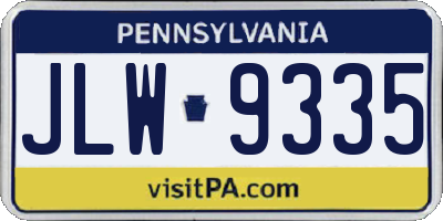PA license plate JLW9335