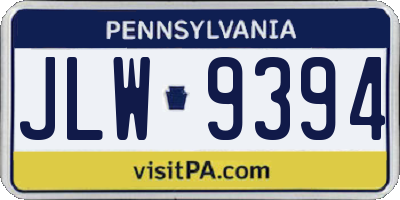 PA license plate JLW9394
