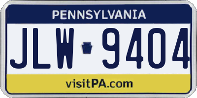 PA license plate JLW9404