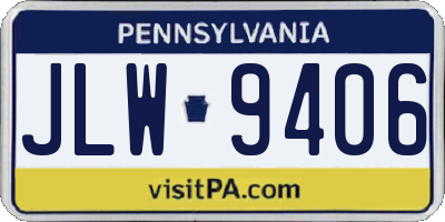 PA license plate JLW9406