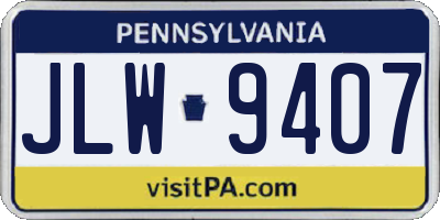 PA license plate JLW9407