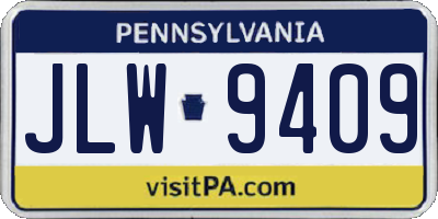 PA license plate JLW9409