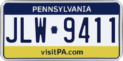 PA license plate JLW9411