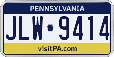 PA license plate JLW9414