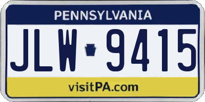 PA license plate JLW9415