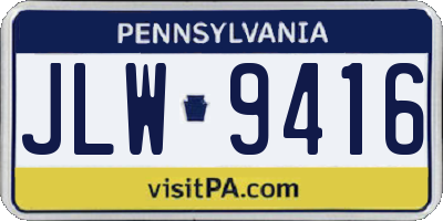 PA license plate JLW9416