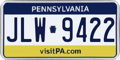 PA license plate JLW9422
