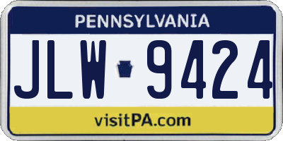 PA license plate JLW9424