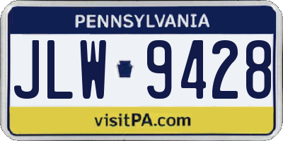 PA license plate JLW9428