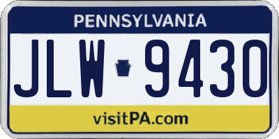 PA license plate JLW9430