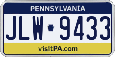 PA license plate JLW9433