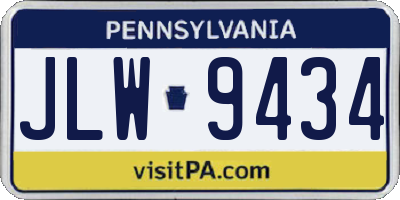 PA license plate JLW9434
