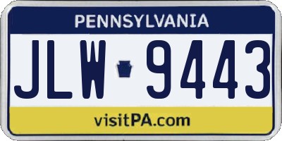 PA license plate JLW9443