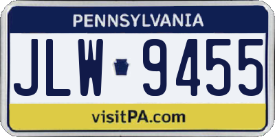 PA license plate JLW9455
