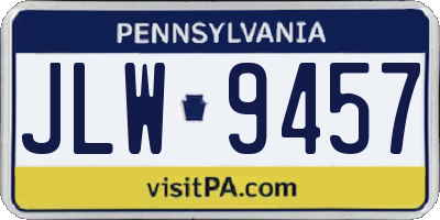 PA license plate JLW9457