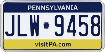 PA license plate JLW9458