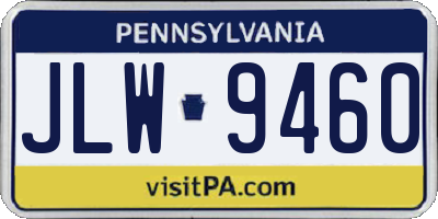 PA license plate JLW9460