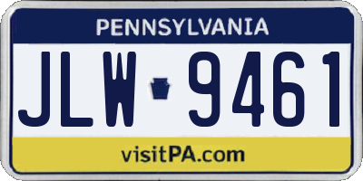PA license plate JLW9461
