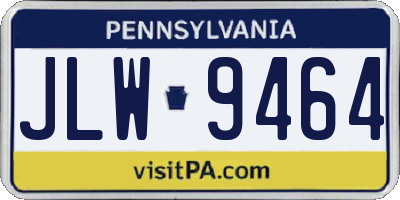 PA license plate JLW9464