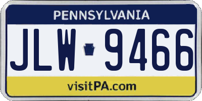 PA license plate JLW9466