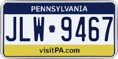 PA license plate JLW9467