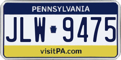PA license plate JLW9475