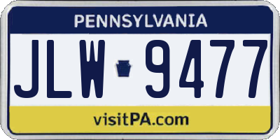 PA license plate JLW9477