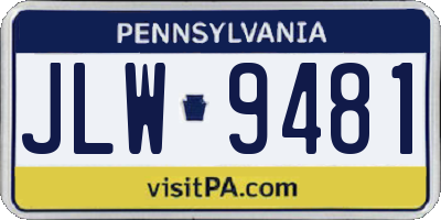 PA license plate JLW9481