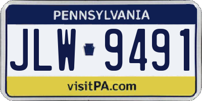 PA license plate JLW9491